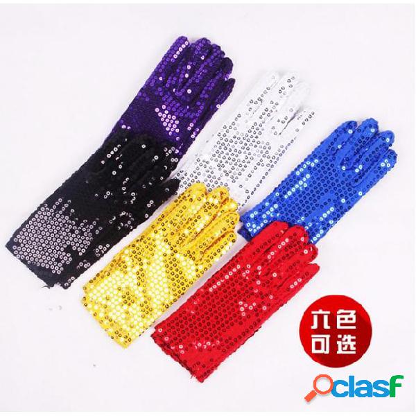 Wholesale-2019 6 colors double side glitter sequin gloves