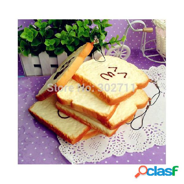 Wholesale-20pcs 8cm jumbo cute face toast squishy phone