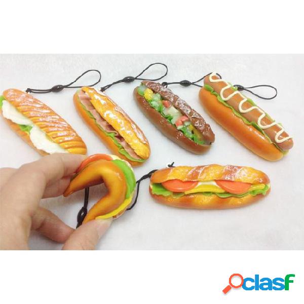 Wholesale-20pcs/lots cute jumbo hot dog bread squishy