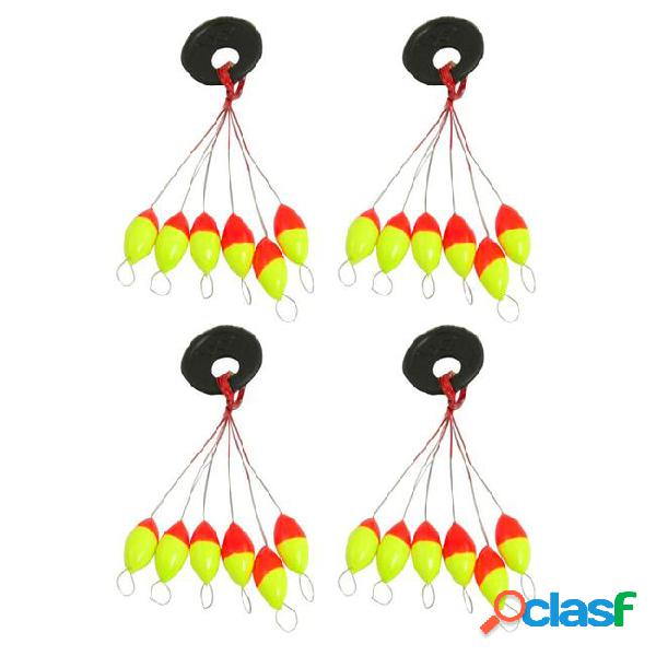 Wholesale- 4 pcs yellow red plastic 6 in 1 fishing bobber