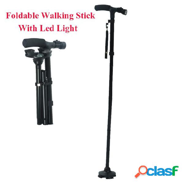 Wholesale- 4 sections foldable adjustable t handle cane with