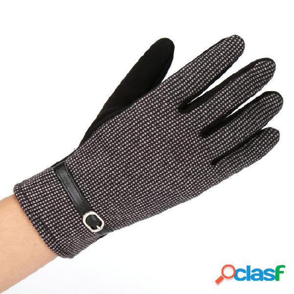 Wholesale- england grid winter plus velvet plaid glove male