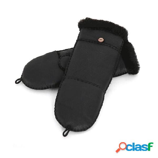 Wholesale- new fashion half finger gloves 100% sheepskin fur