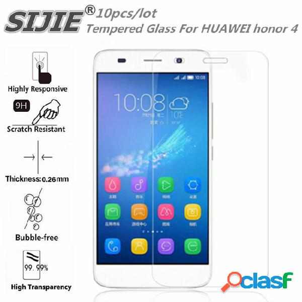 Wholesale- sijie 10pcs tempered glass for huawei honor 4
