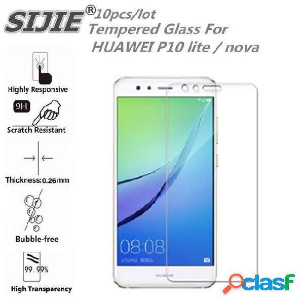 Wholesale- sijie 10pcs tempered glass for huawei p10 lite