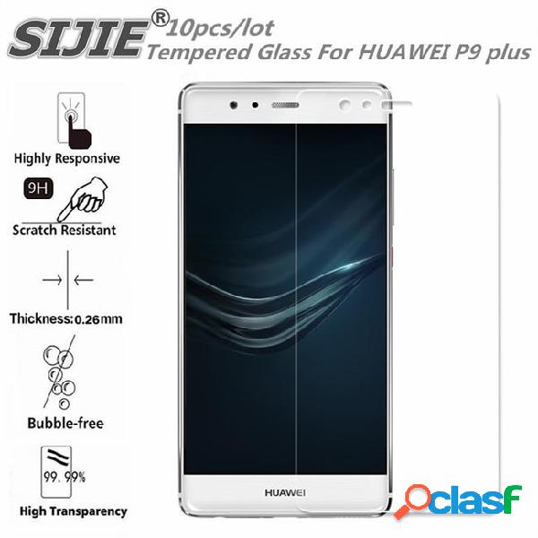 Wholesale- sijie 10pcs tempered glass for huawei p9 plus