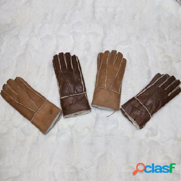 Wholesale- women genuine leather gloves warm winter mittens