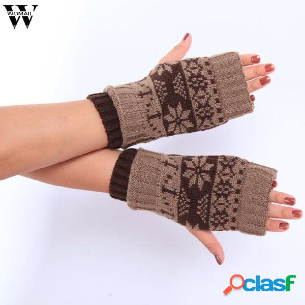 Winter women knitted fingerless gloves soft keep warm wrist