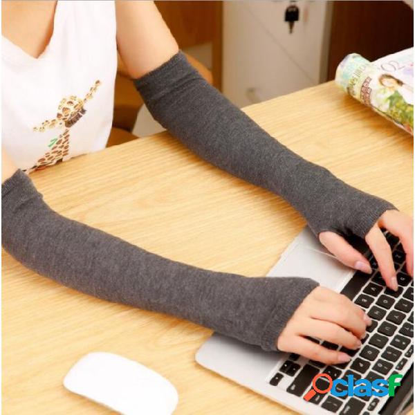 Winter wrist arm hand warmer knitted long fingerless elbow