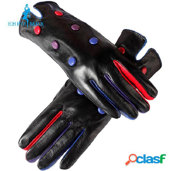Women leather gloves,cotton lined,genuine leather,adult,dot,