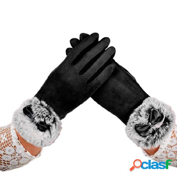 Women velvet warm glove soft wrist thick mitten girl winter