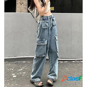 Women's Cargo Pants Jeans Denim Blue Streetwear Street Daily