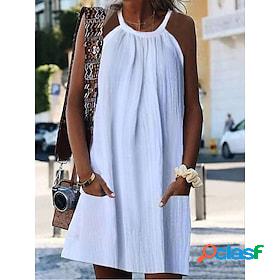 Women's Cotton Linen Dress Shift Dress Cotton And Linen Mini
