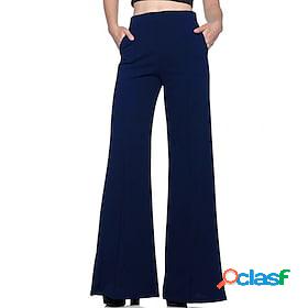 Women's Dress Pants Flare Culottes Wide Leg Chinos Blue Red