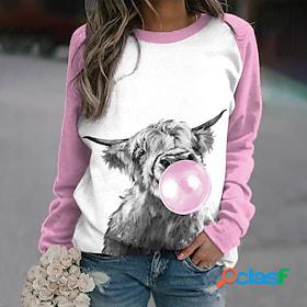 Women's Sweatshirt Pullover Basic Pink Graphic Street Long