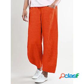 Women's Trousers Trousers Linen / Cotton Blend Basic High