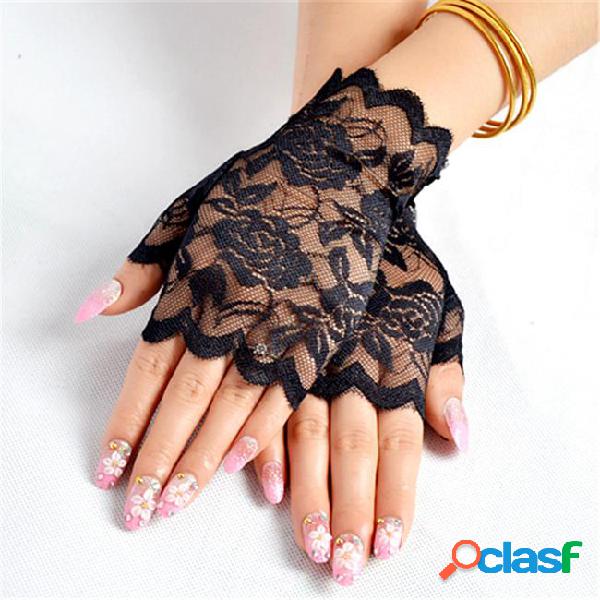 Womens lace fingerless gloves half finger bridal party dress