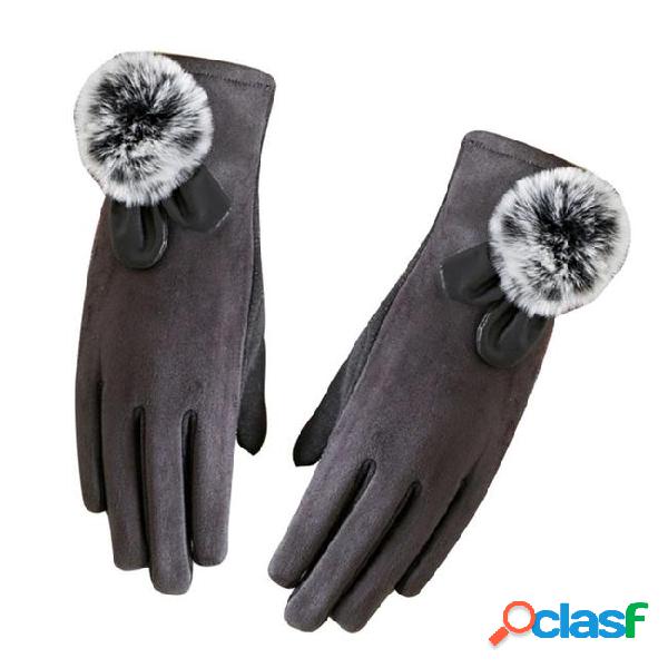 Women's mink hair ball wool gloves fashionable winter gloves