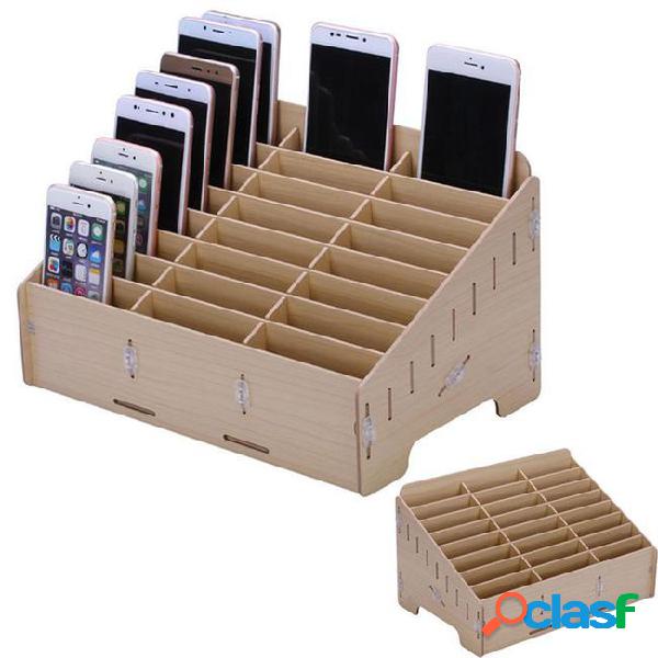 Wooden mobile phone bracket management storage box desktop