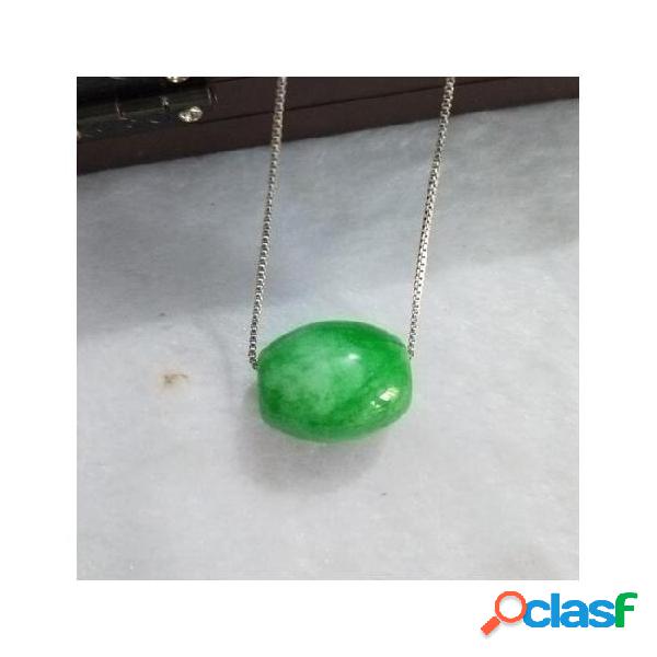 Yuan natural jade pendant emerald bead necklace women
