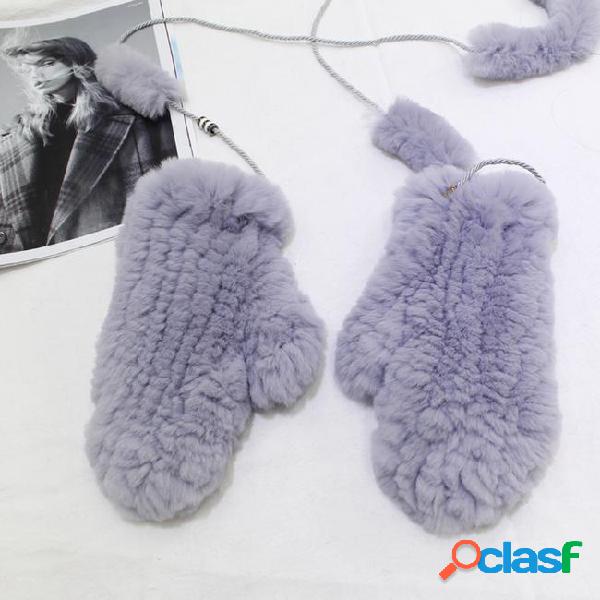 Zdfurs * real rex rabbit fur knitted winter warm gloves
