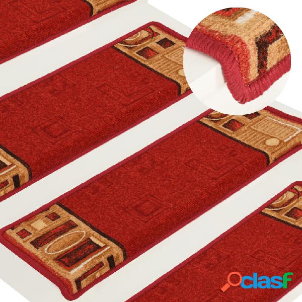 vidaXL Alfombrilla autoadhesiva para escalera 15 uds rojo