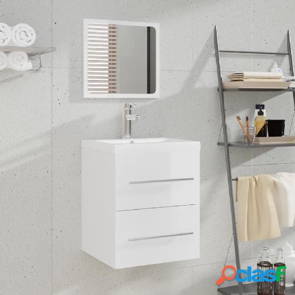 vidaXL Armario de baño con espejo blanco brillante
