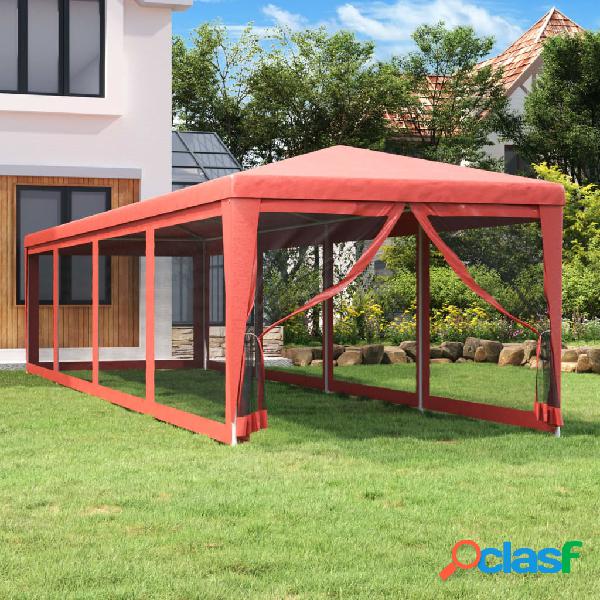 vidaXL Carpa para fiestas con 10 paredes de malla HDPE rojo