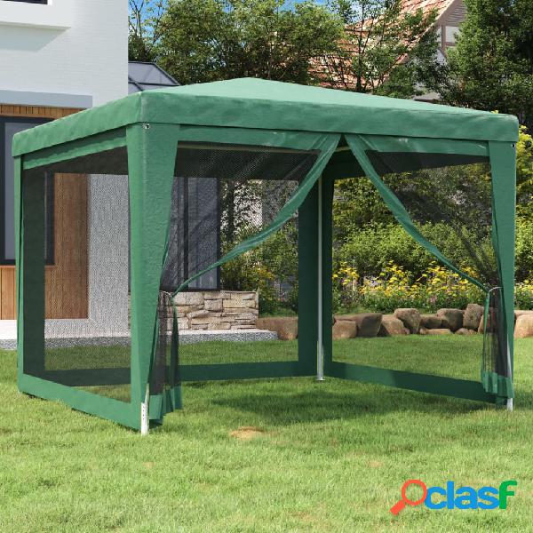 vidaXL Carpa para fiestas con 4 paredes de malla HDPE verde