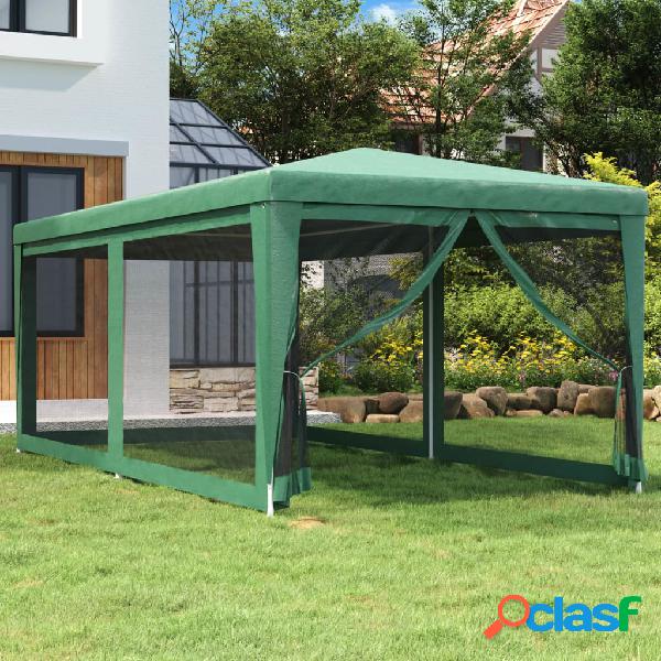 vidaXL Carpa para fiestas con 6 paredes de malla HDPE verde