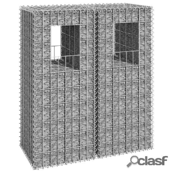 vidaXL Cestas postes de gaviones 2 unidades hierro 40x40x100