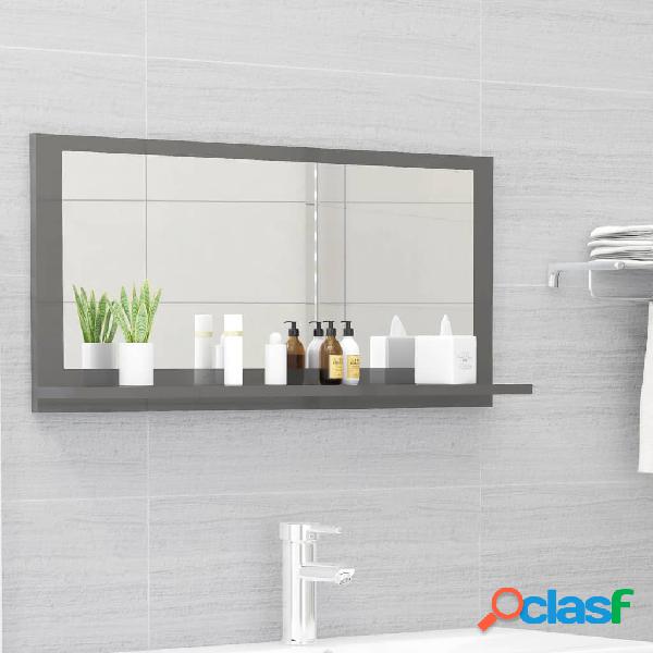 vidaXL Espejo de baño madera contrachapada gris brillo