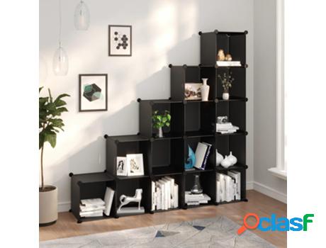 vidaXL Estantería de cubos con 15 compartimentos negro PP