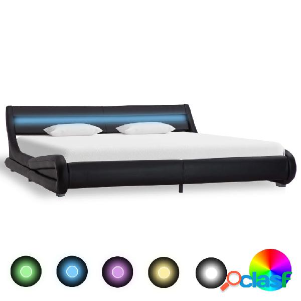 vidaXL Estructura de cama con LED cuero sintético negro