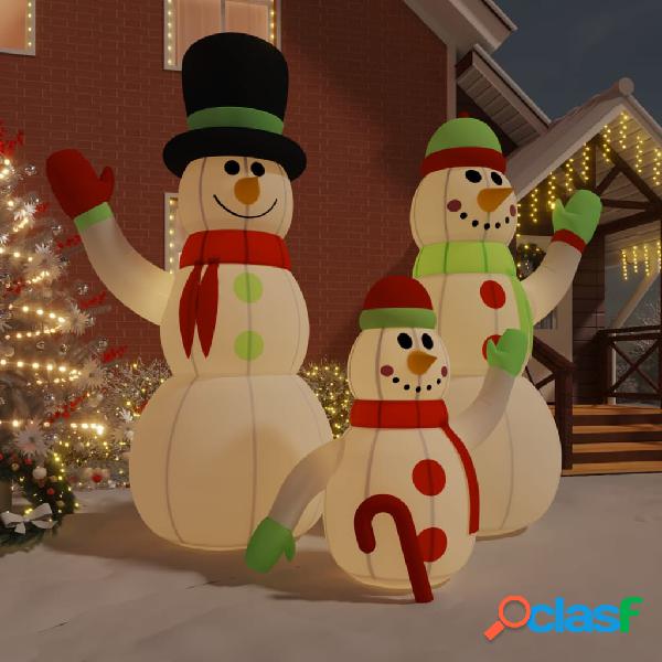 vidaXL Familia de muñecos de nieve inflables con LED 500 cm