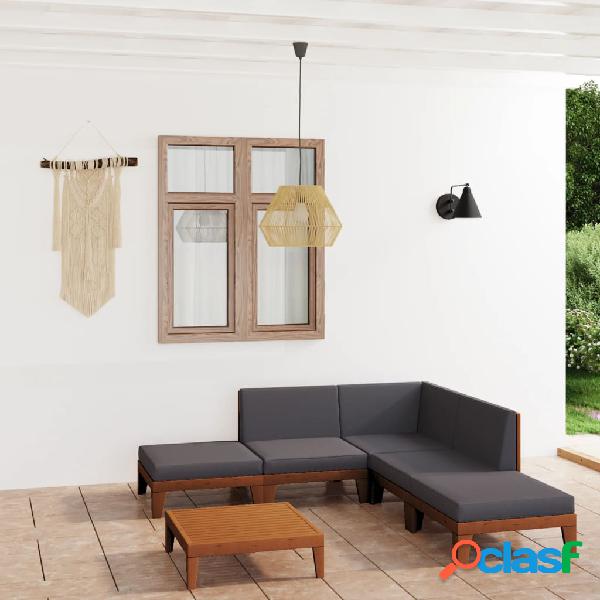 vidaXL Juego muebles de jardín y cojines 7 pzas madera