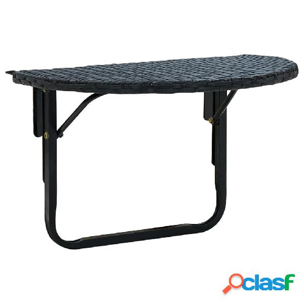 vidaXL Mesa de balcón de ratán sintético negro 60x60x32