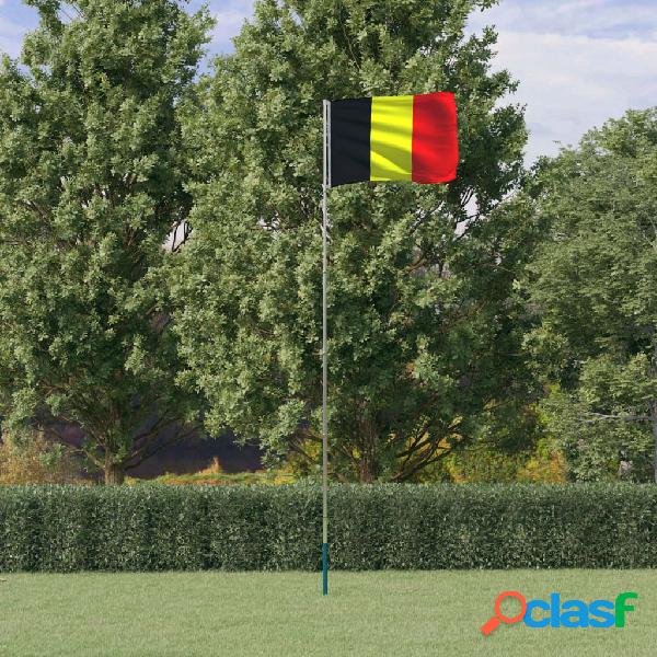 vidaXL Mástil y bandera de Bélgica aluminio 5,55 m