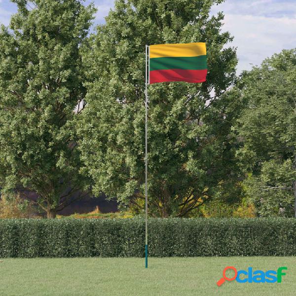 vidaXL Mástil y bandera de Lituania aluminio 5,55 m