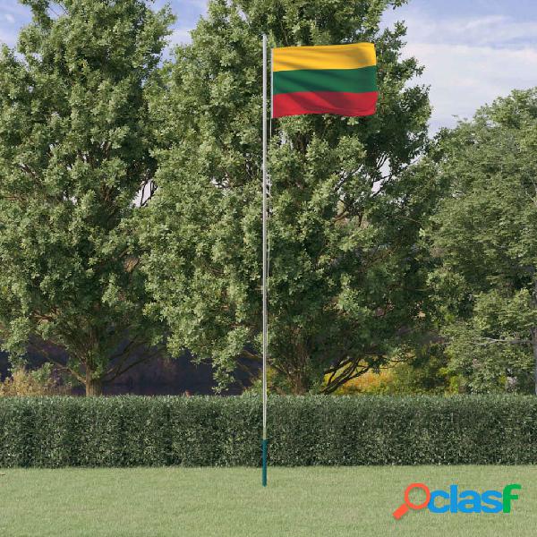 vidaXL Mástil y bandera de Lituania aluminio 6,23 m