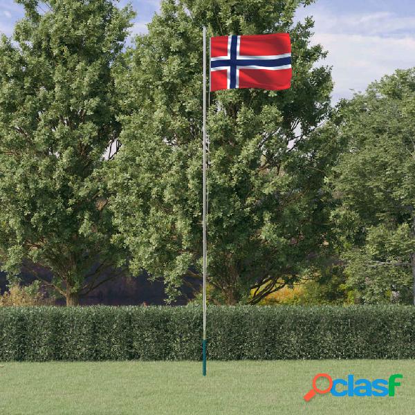 vidaXL Mástil y bandera de Noruega aluminio 6,23 m