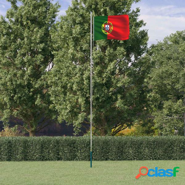 vidaXL Mástil y bandera de Portugal aluminio 6,23 m