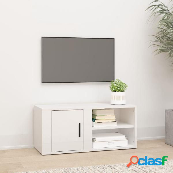 vidaXL Mueble de TV madera contrachapada blanco brillo