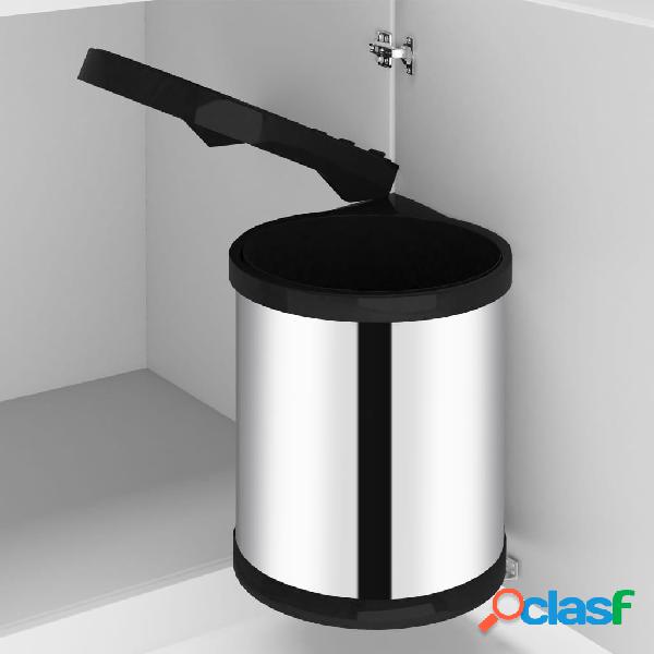 vidaXL Papelera de cocina empotrada acero inoxidable 12 L