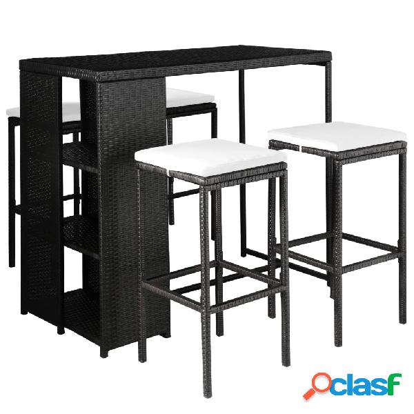 vidaXL Set comedor de jardín 5 piezas y cojines ratán