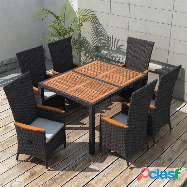 vidaXL Set comedor de jardín 7 piezas ratán sintético y