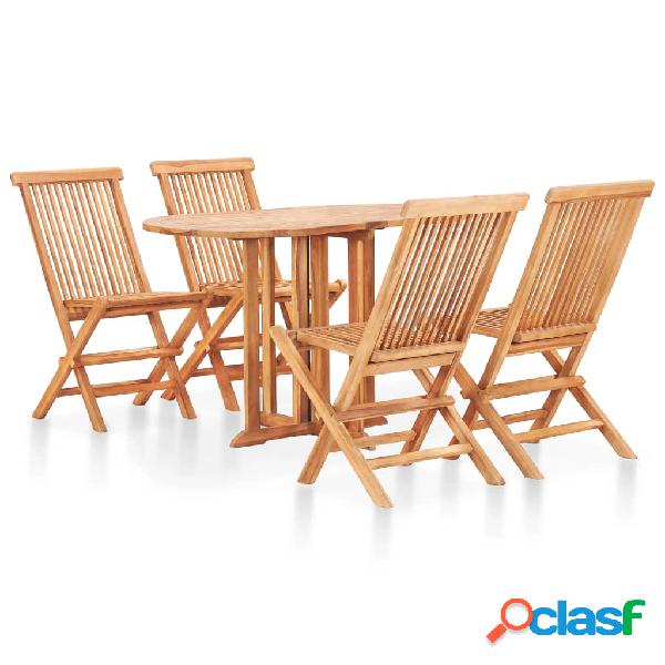 vidaXL Set comedor de jardín plegable 5 piezas madera