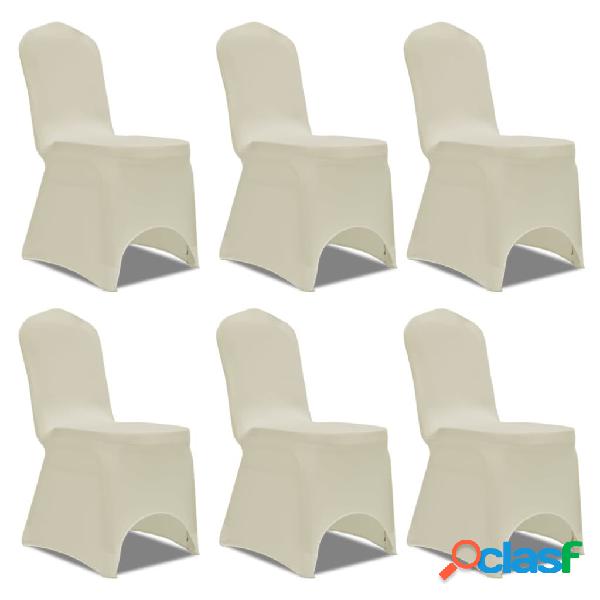 vidaXL Set de 6 Fundas ajustadas para sillas, color crema