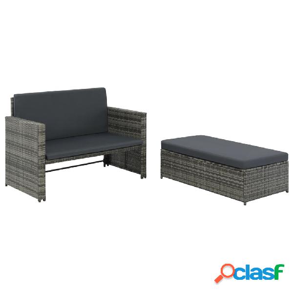 vidaXL Set de muebles de jardín 2 pzas y cojines ratán