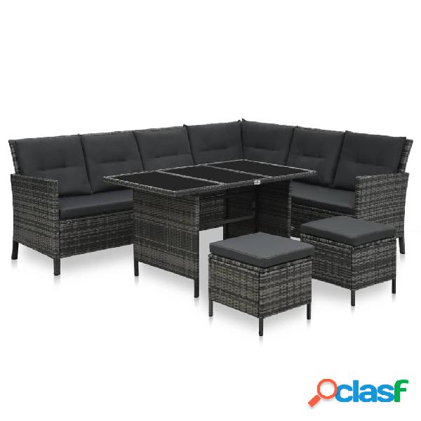 vidaXL Set de muebles de jardín 4 pzas y cojines ratán